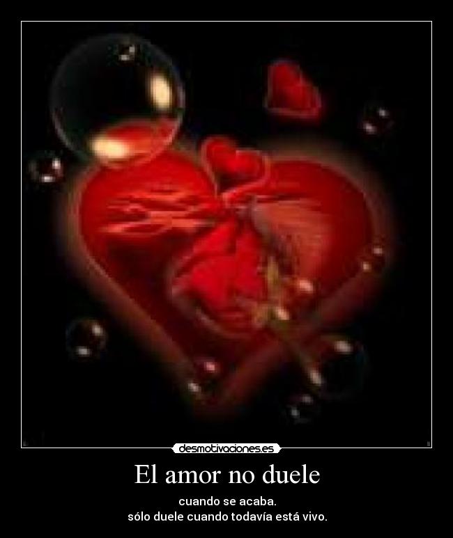El amor no duele - cuando se acaba.
sólo duele cuando todavía está vivo.