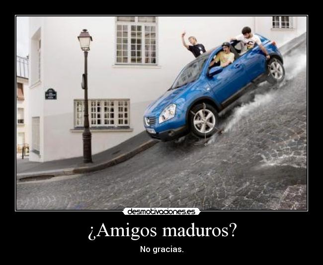 carteles amigos amigos maduros gracias estupidos carro azul desmotivaciones