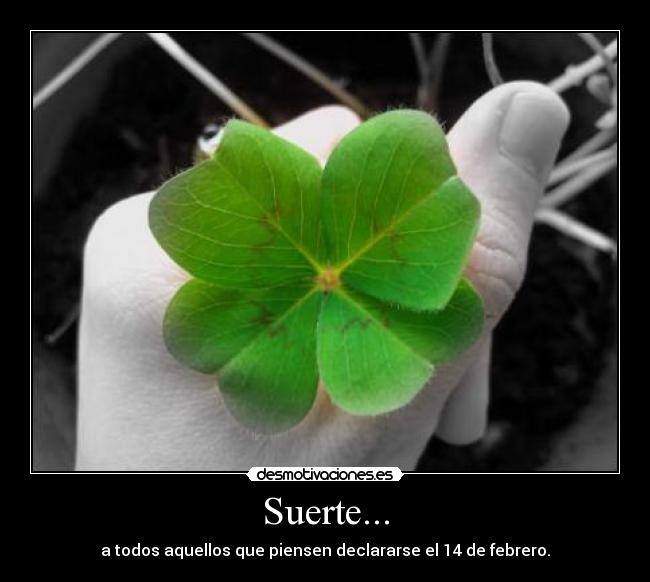 Suerte... - a todos aquellos que piensen declararse el 14 de febrero.