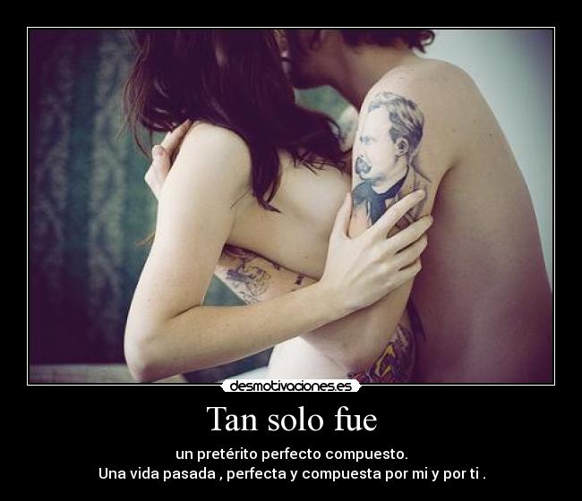 Tan solo fue - un pretérito perfecto compuesto.
Una vida pasada , perfecta y compuesta por mi y por ti .