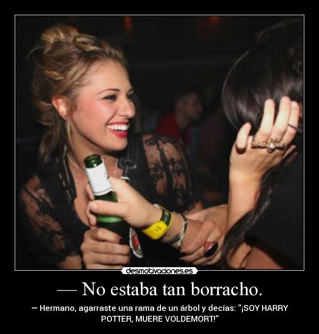 — No estaba tan borracho. - — Hermano, agarraste una rama de un árbol y decías: ¡SOY HARRY
POTTER, MUERE VOLDEMORT!