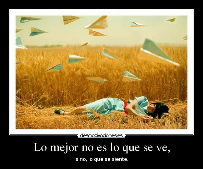 Lo mejor no es lo que se ve, - sino, lo que se siente.