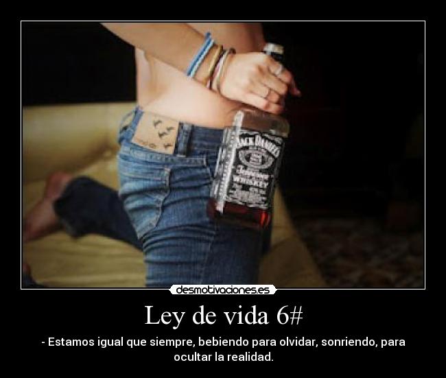 Ley de vida 6# - - Estamos igual que siempre, bebiendo para olvidar, sonriendo, para
ocultar la realidad.