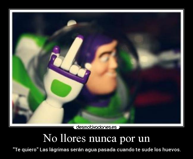 No llores nunca por un - Te quiero Las lágrimas serán agua pasada cuando te sude los huevos.