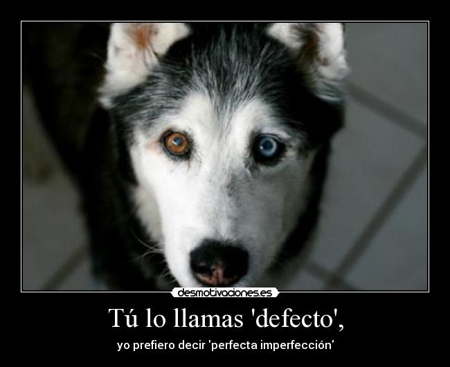 Tú lo llamas defecto, - 