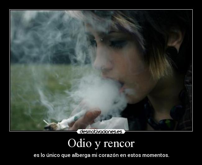 Odio y rencor - es lo único que alberga mi corazón en estos momentos.