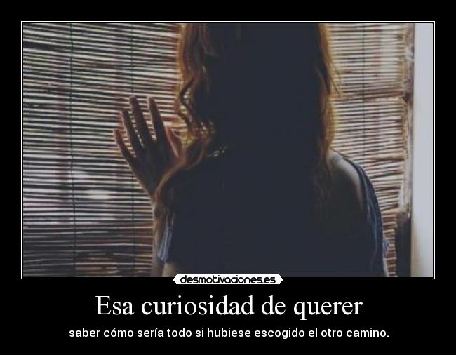 Esa curiosidad de querer - saber cómo sería todo si hubiese escogido el otro camino.