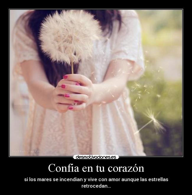 Confia en tu corazón - si los mares se incendian y vive con amor aunque las estrellas retrocedan...