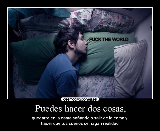 Puedes hacer dos cosas, - quedarte en la cama soñando o salir de la cama y
hacer que tus sueños se hagan realidad.