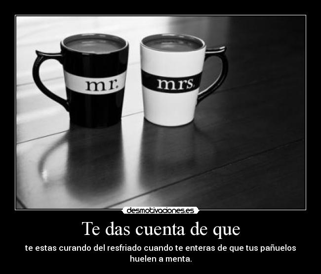 Te das cuenta de que - te estas curando del resfriado cuando te enteras de que tus pañuelos huelen a menta.