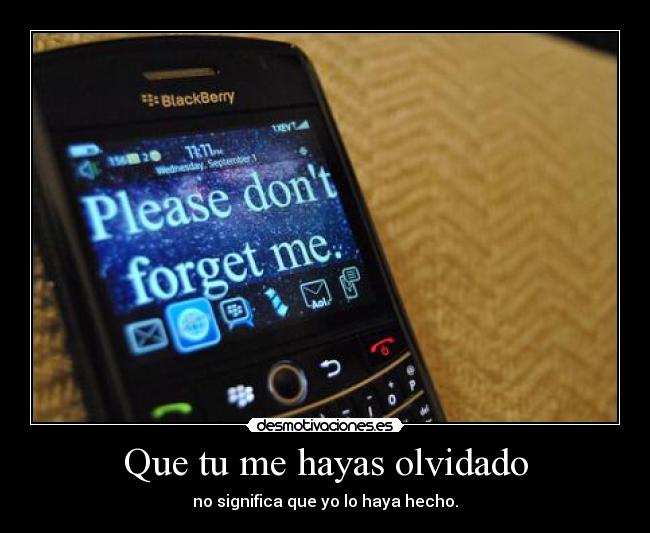 Que tu me hayas olvidado - no significa que yo lo haya hecho.