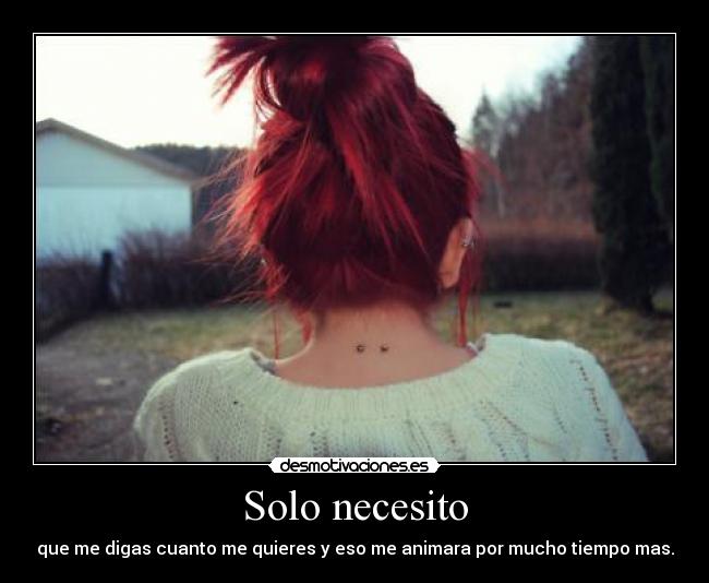Solo necesito - que me digas cuanto me quieres y eso me animara por mucho tiempo mas.