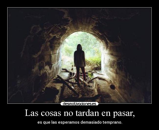 Las cosas no tardan en pasar, - es que las esperamos demasiado temprano.