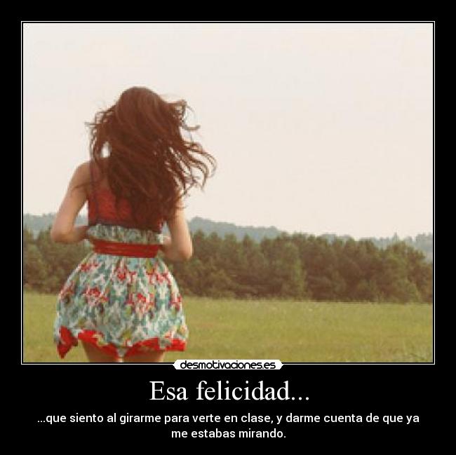Esa felicidad... - ...que siento al girarme para verte en clase, y darme cuenta de que ya
me estabas mirando.