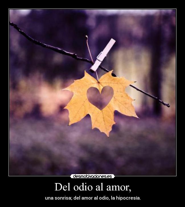 Del odio al amor, -