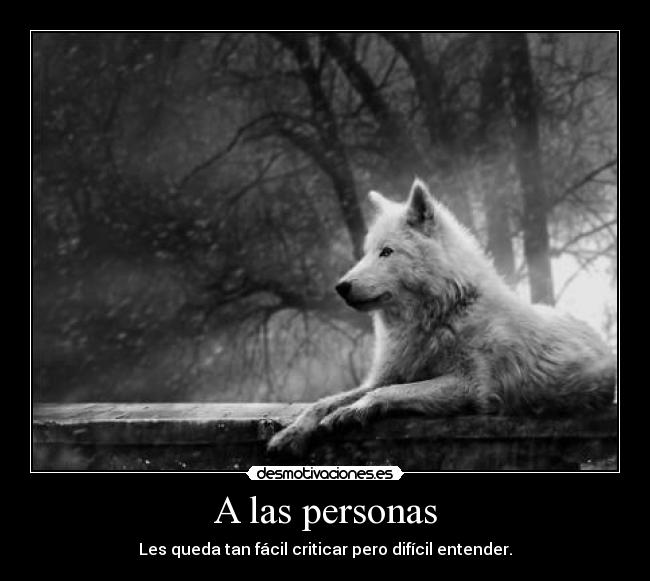A las personas - Les queda tan fácil criticar pero difícil entender.