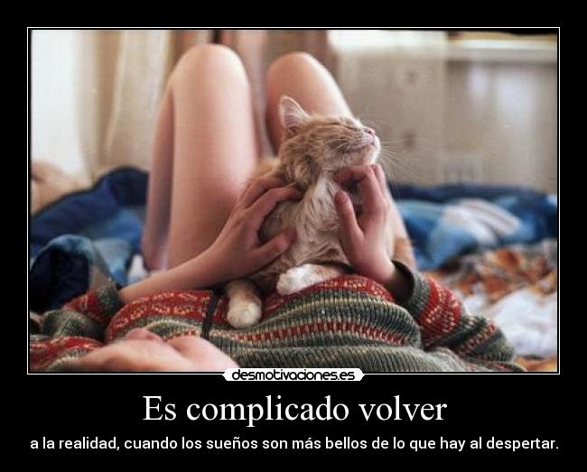 Es complicado volver - a la realidad, cuando los sueños son más bellos de lo que hay al despertar.