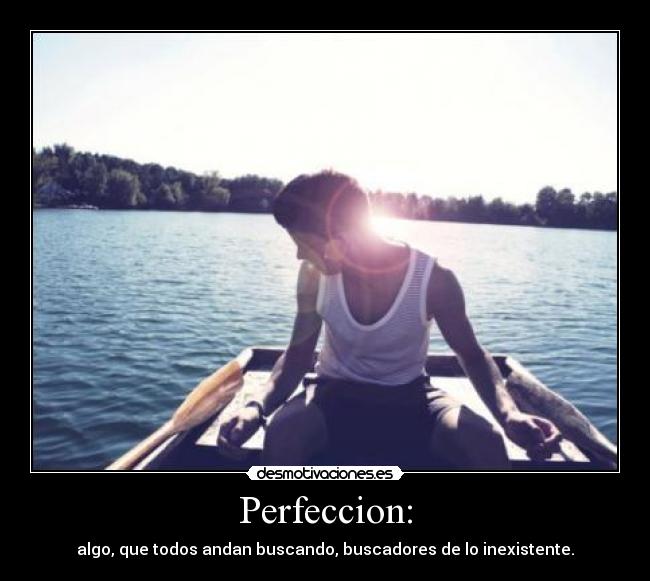 Perfeccion: - algo, que todos andan buscando, buscadores de lo inexistente.