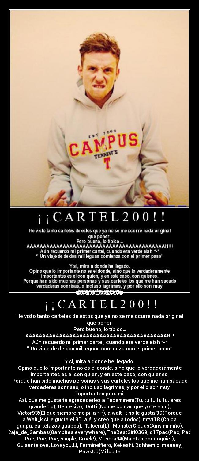 carteles lcrazylive staystrong25 nuestrasdocefresas docedoces cartel 200 gracias desmotivaciones