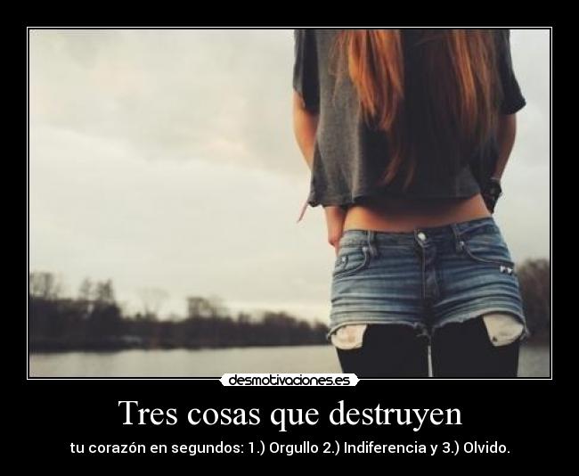 carteles solounadireccion tres cosas que destruyen corazon segundo orgullo indiferencia olvido desmotivaciones
