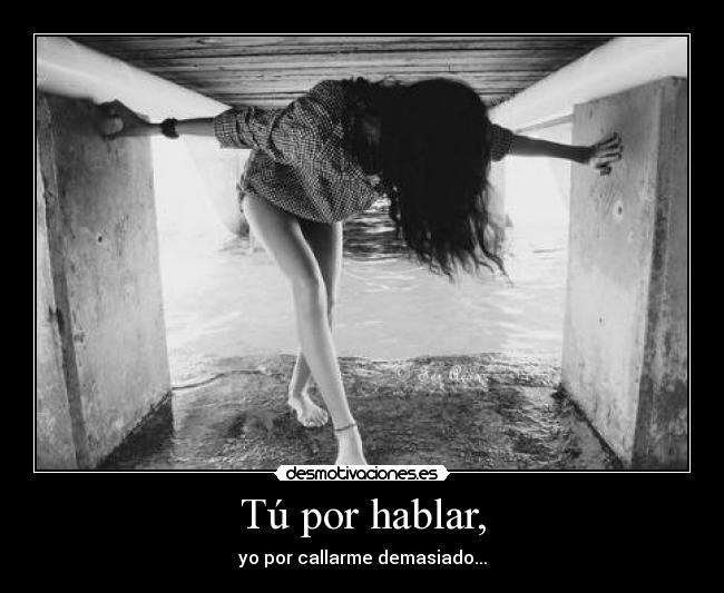 Tú por hablar, - yo por callarme demasiado...