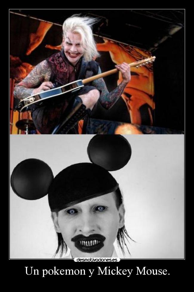 Un pokemon y Mickey Mouse. -