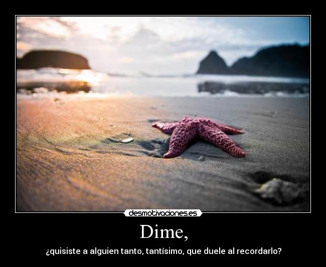 Dime, - ¿quisiste a alguien tanto, tantísimo, que duele al recordarlo?