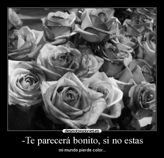 -Te parecerá bonito, si no estas - mi mundo pierde color...