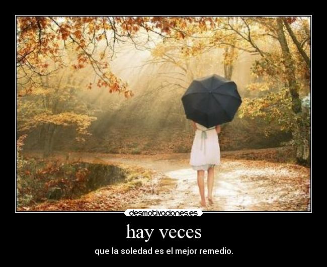 hay veces - que la soledad es el mejor remedio.