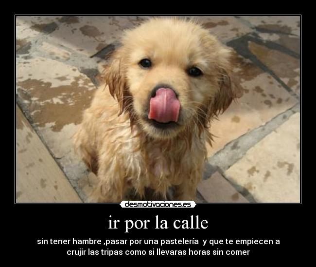 ir por la calle - sin tener hambre ,pasar por una pastelería y que te empiecen a
crujir las tripas como si llevaras horas sin comer