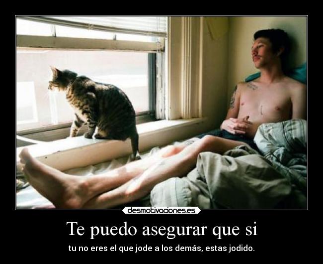 Te puedo asegurar que si - tu no eres el que jode a los demás, estas jodido.