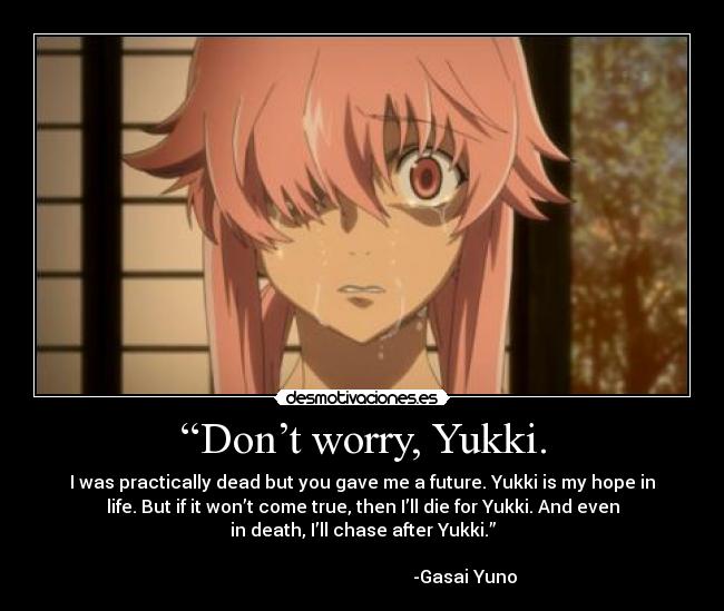 carteles mirai nikki anime lobitozxc nomiresaqui magical surrealism derechos amada yuno sayonara desmotivaciones