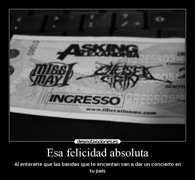 Esa felicidad absoluta - Al enterarte que las bandas que te encantan van a dar un concierto en tu país