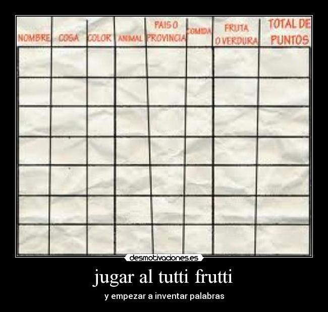 jugar al tutti frutti - 
