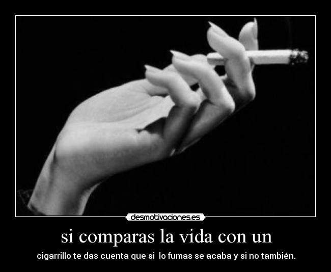 si comparas la vida con un - cigarrillo te das cuenta que si lo fumas se acaba y si no también.