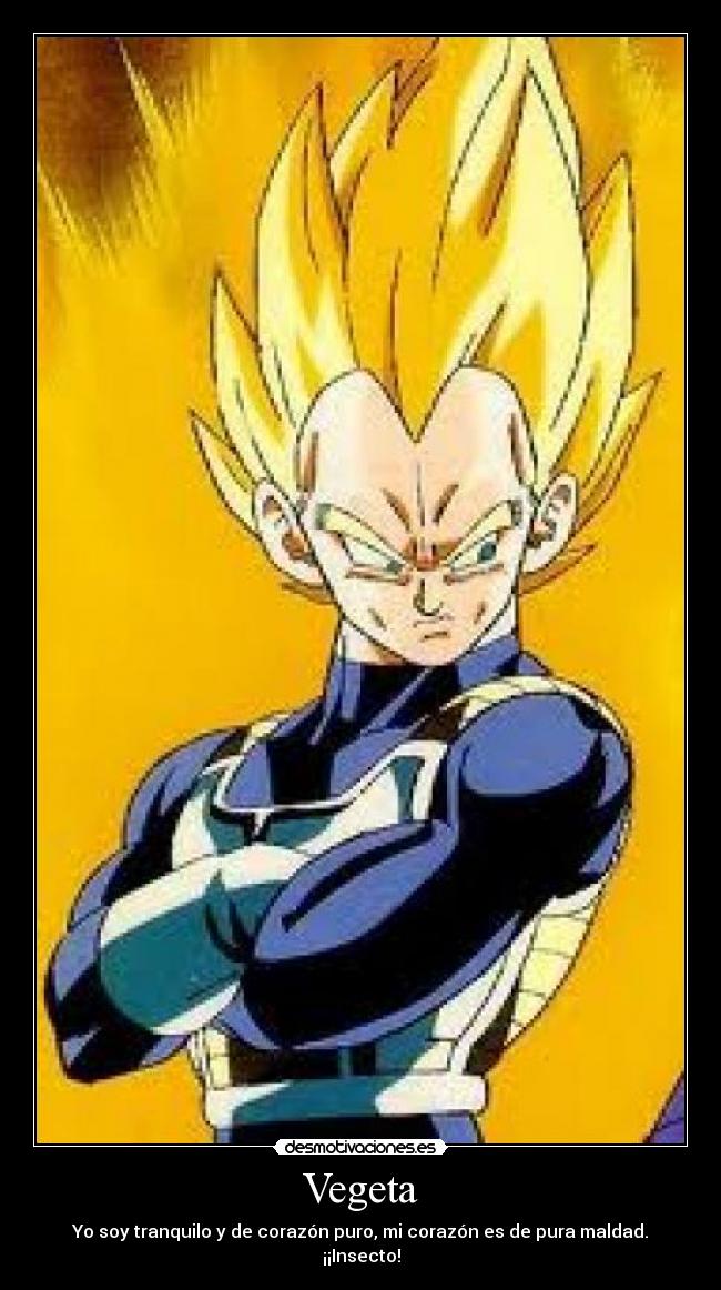 Vegeta - Yo soy tranquilo y de corazón puro, mi corazón es de pura maldad. ¡¡Insecto!