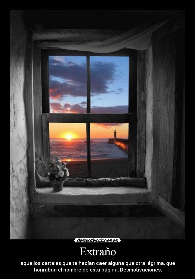 Extraño - aquellos carteles que te hacían caer alguna que otra lágrima, que
honraban el nombre de esta página, Desmotivaciones.