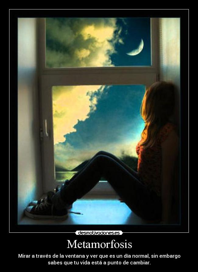 Metamorfosis - Mirar a través de la ventana y ver que es un día normal, sin embargo
sabes que tu vida está a punto de cambiar.