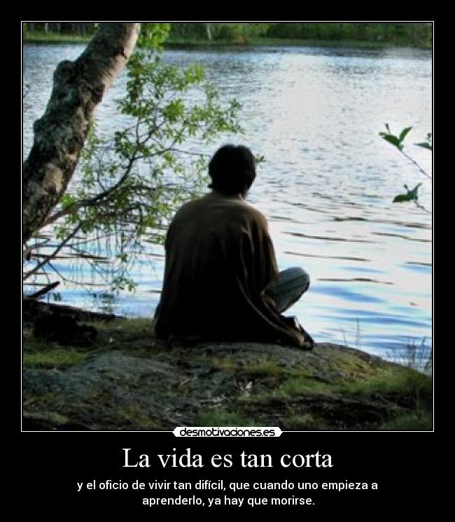 La vida es tan corta - y el oficio de vivir tan difícil, que cuando uno empieza a
aprenderlo, ya hay que morirse.