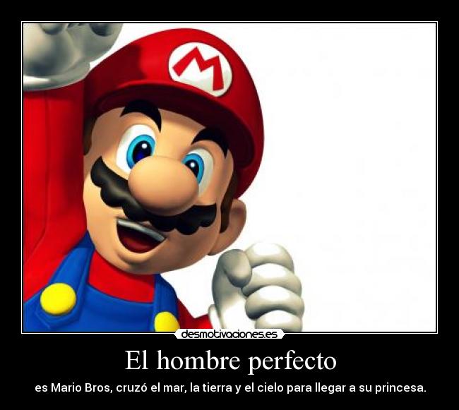 El hombre perfecto - es Mario Bros, cruzó el mar, la tierra y el cielo para llegar a su princesa.
