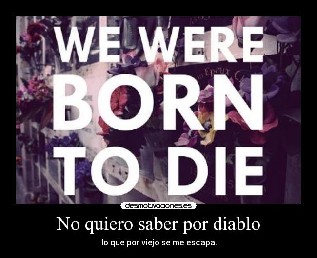 No quiero saber por diablo - lo que por viejo se me escapa.