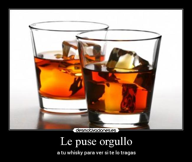 Le puse orgullo - a tu whisky para ver si te lo tragas
