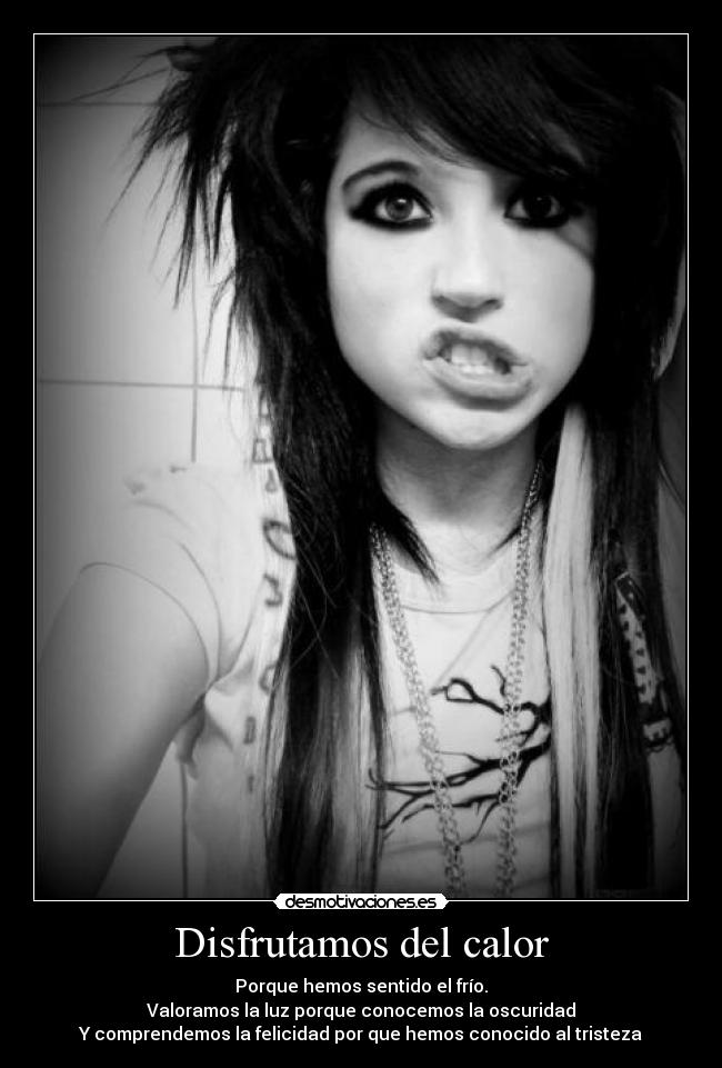 Disfrutamos del calor - Porque hemos sentido el frío.
Valoramos la luz porque conocemos la oscuridad
Y comprendemos la felicidad por que hemos conocido al tristeza