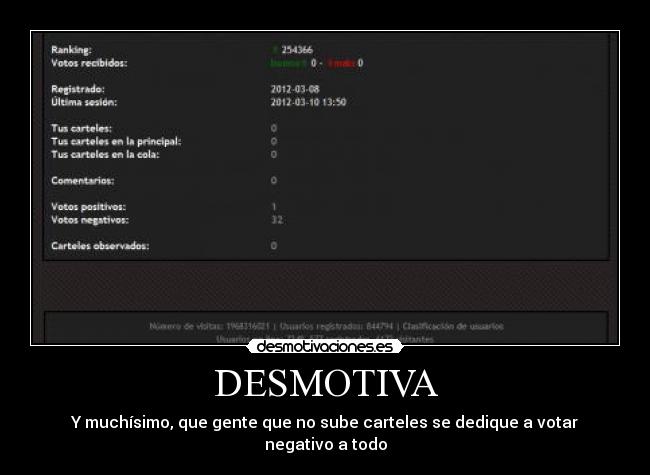 DESMOTIVA - Y muchísimo, que gente que no sube carteles se dedique a votar negativo a todo