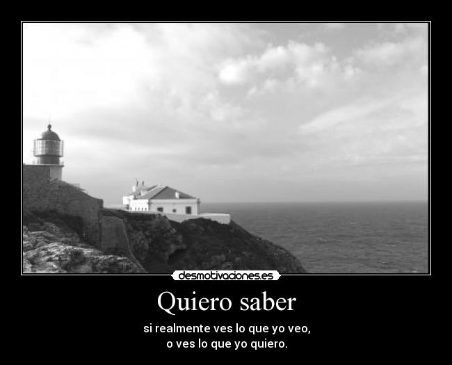 Quiero saber - si realmente ves lo que yo veo,
o ves lo que yo quiero.