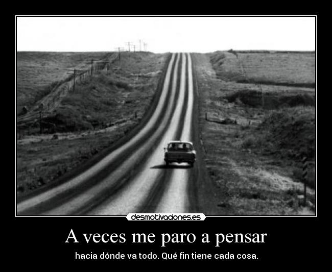 A veces me paro a pensar - hacia dónde va todo. Qué fin tiene cada cosa.