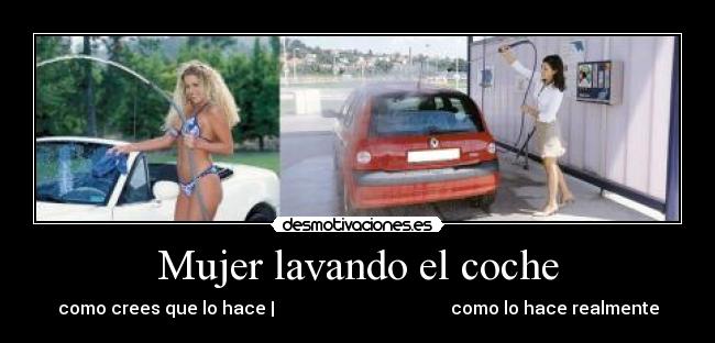 Mujer lavando el coche - 
