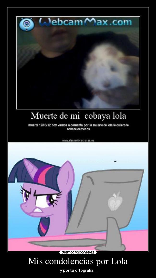 Mis condolencias por Lola - y por tu ortografía...