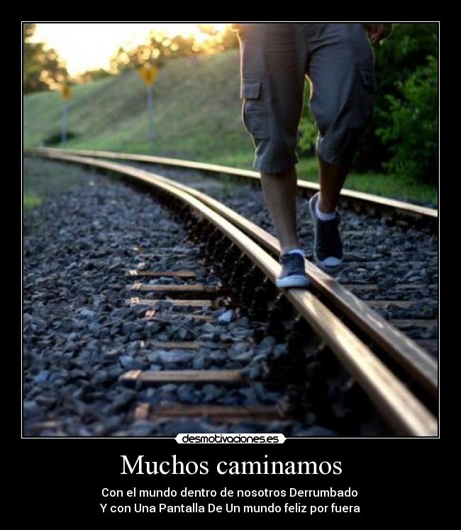 Muchos caminamos - Con el mundo dentro de nosotros Derrumbado
Y con Una Pantalla De Un mundo feliz por fuera