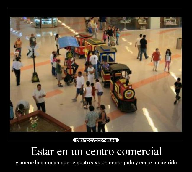 Estar en un centro comercial - y suene la cancion que te gusta y va un encargado y emite un berrido